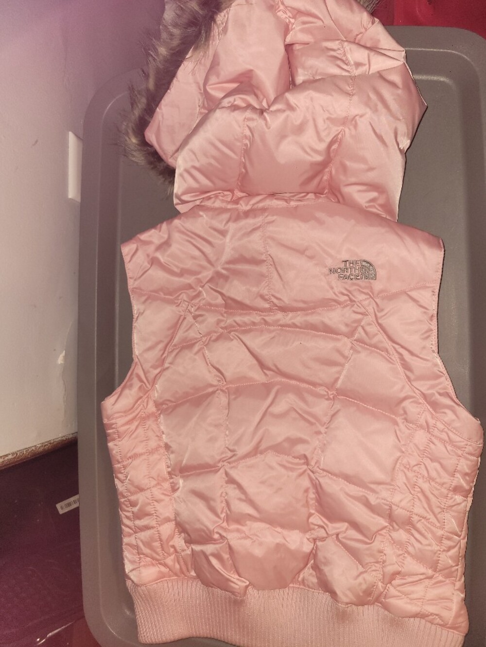 The North Face Light Pink Quilted Hooded Vest - Picture 8 of 10